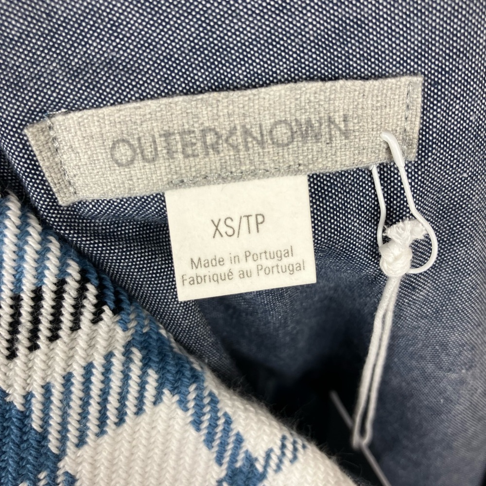 OUTERKNOWN Blanket Shirt Dress Organic Cotton Long Shacket Blue Plaid NWT - Picture 8 of 13